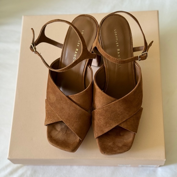 Loeffler Randall Platform suede sandals - Style is Gina color is cacao size 8B - Picture 10 of 13